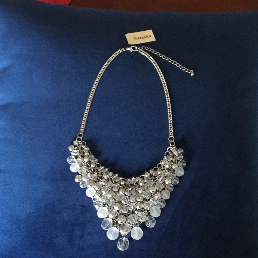 Silver Tone and White Necklace